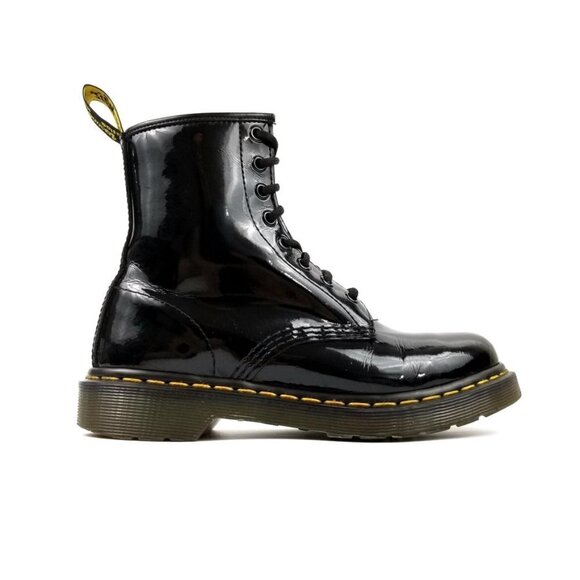 Dr. Martens Black Patent Leather Combat Boots 6 Grunge Y2k 90s Urban Streetwear - Picture 5 of 9